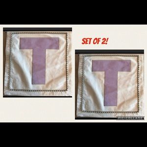Set of 2- NWOT Monogrammed Throw Pillow Covers Girls letter T